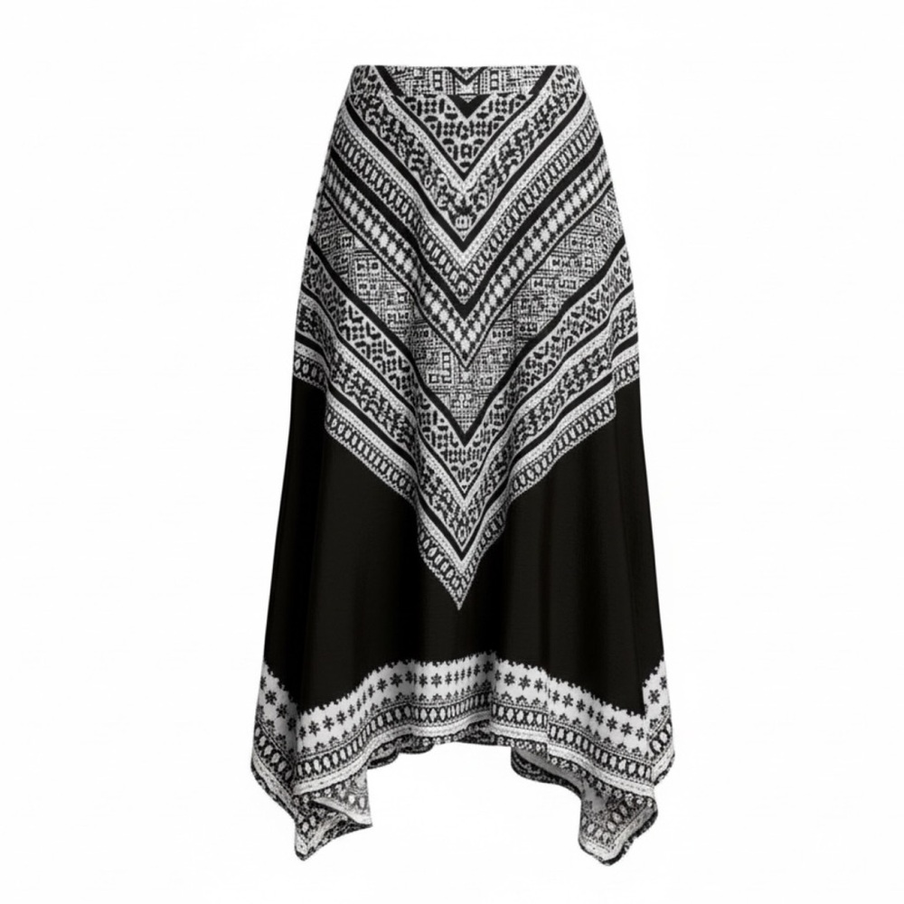 Handkerchief Hem Midi Skirt